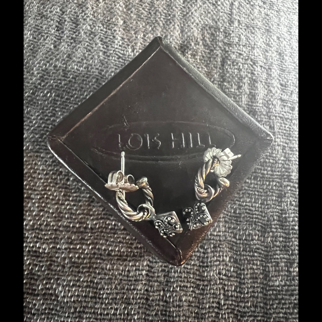 Lois Hill 925 Sterling Twisted Wire Hoop Earrings With Scroll Design Dangles 65$